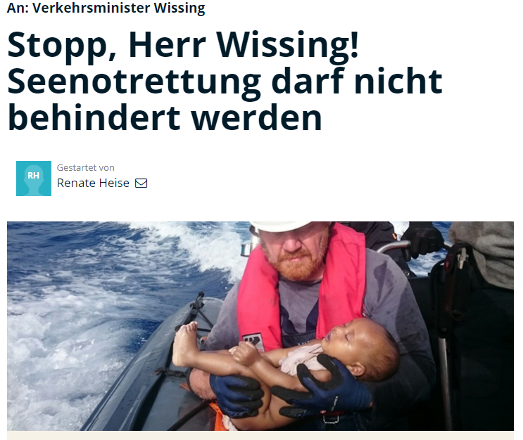 Stopp, Herr Wissing! Seenotrettung darf nicht behindert werden..